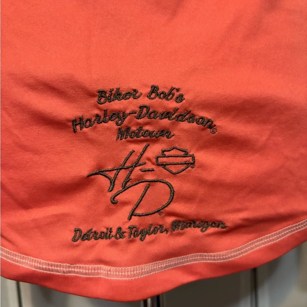 Harley-Davidson Women's V-Neck Coral Long Sleeve Tee - Picture 3 of 6